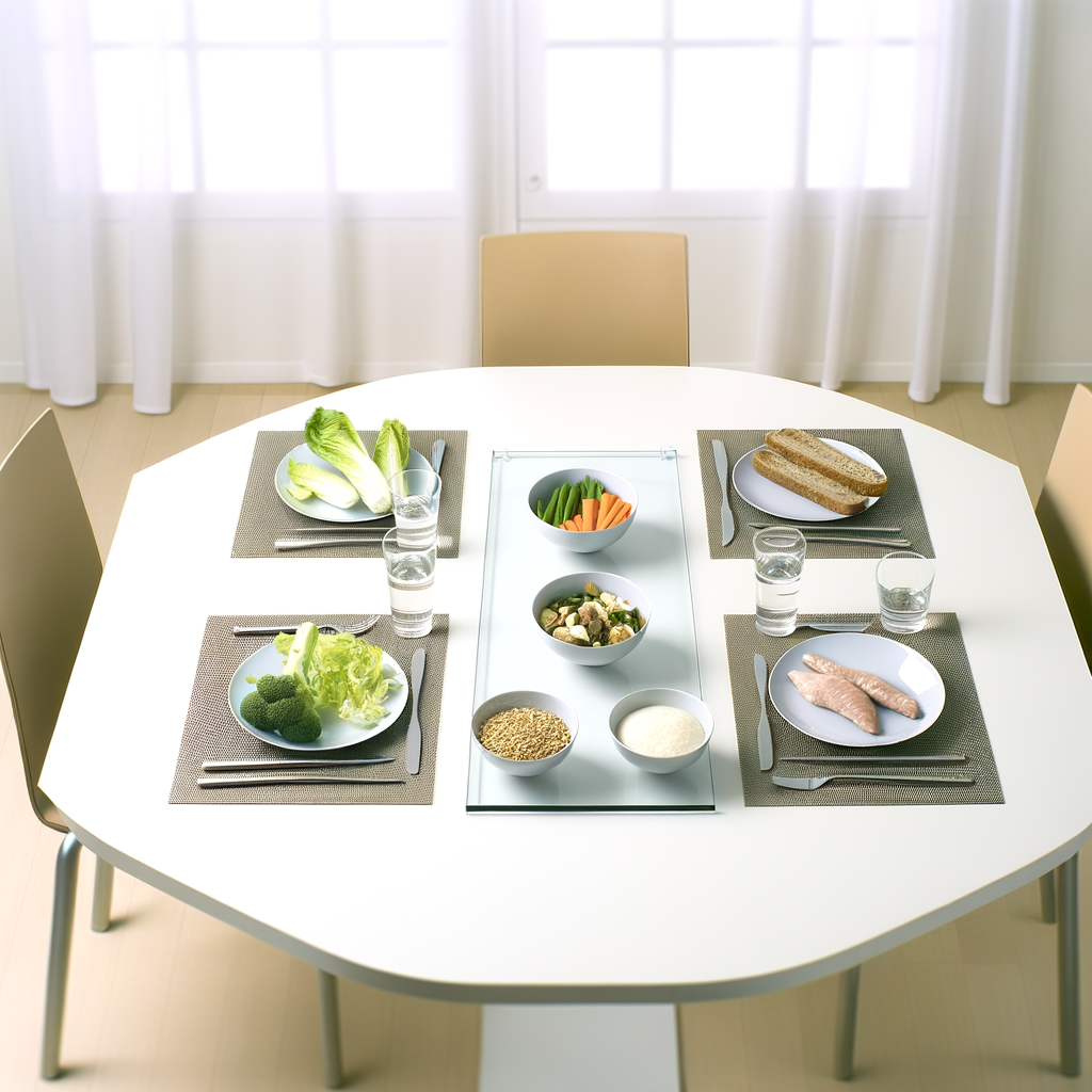 Photos de plats équilibrés composés avec la matrice