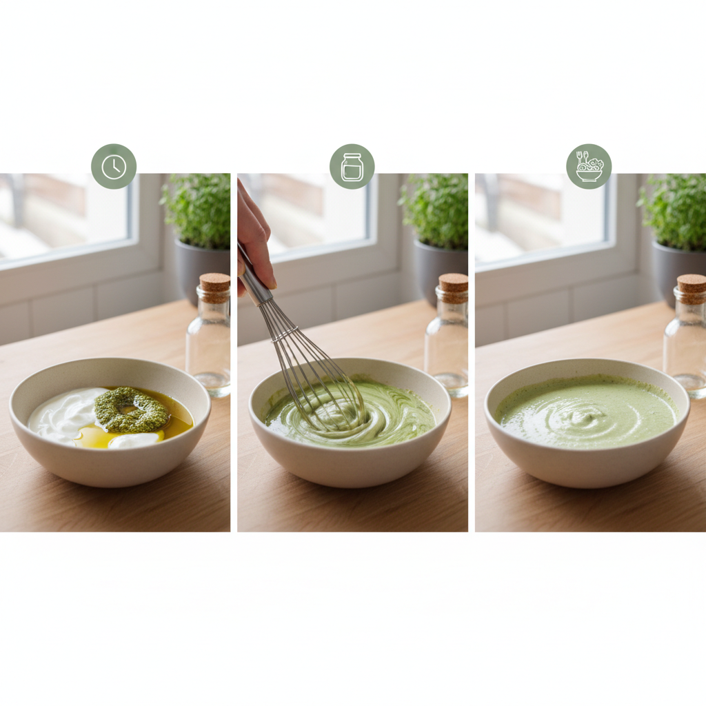 Étapes simples d’une sauce 3-2-1 avec icônes d’usage