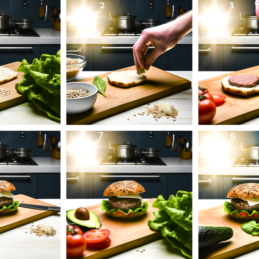 Étapes de préparation d'un burger sain