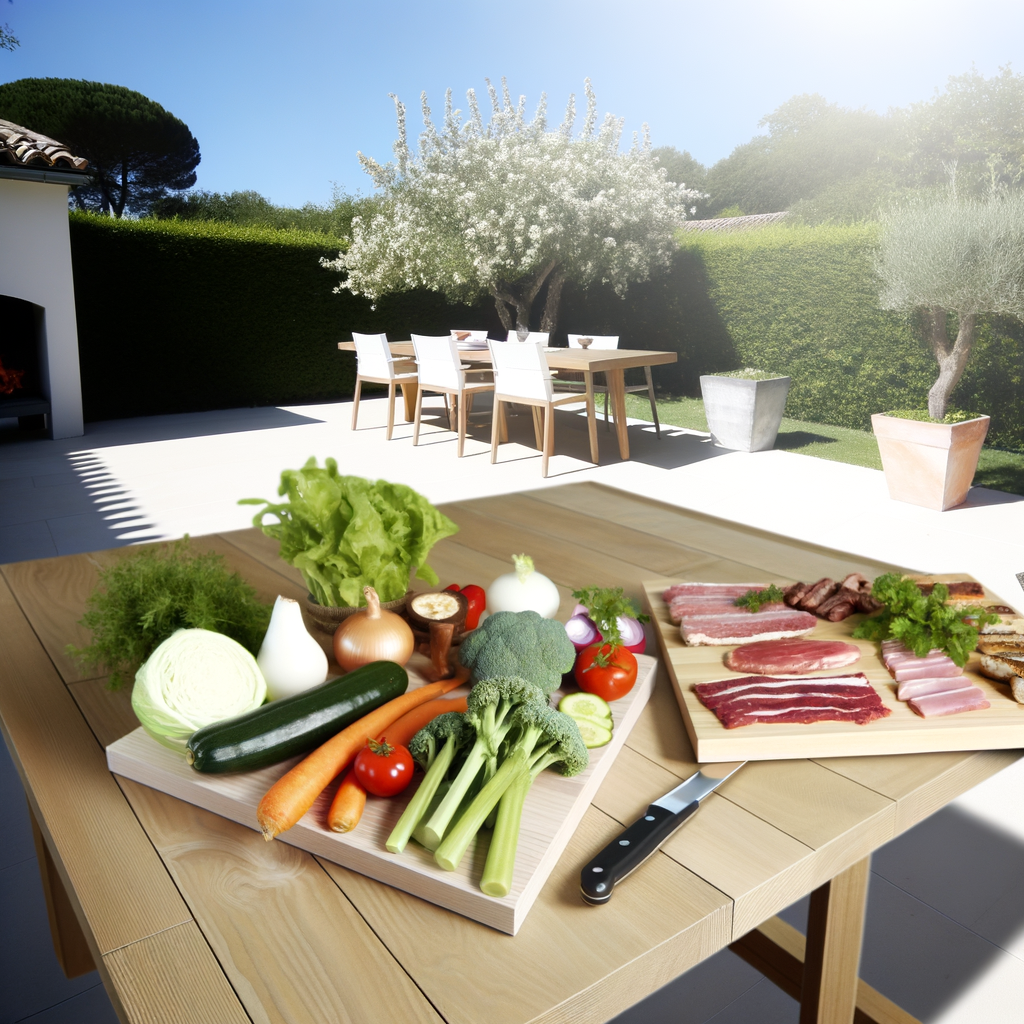 Configuration de barbecue sain avec légumes et protéines