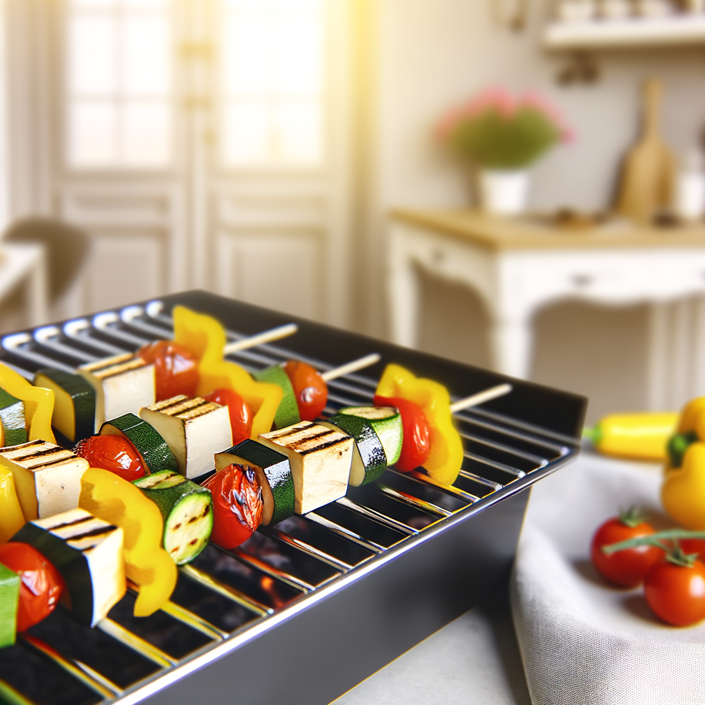 Brochettes de tofu et légumes sur un grill