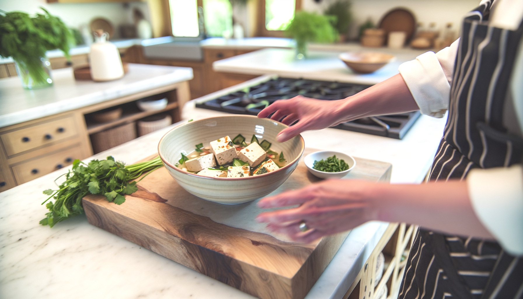 Tofu mariné avec des herbes et épices