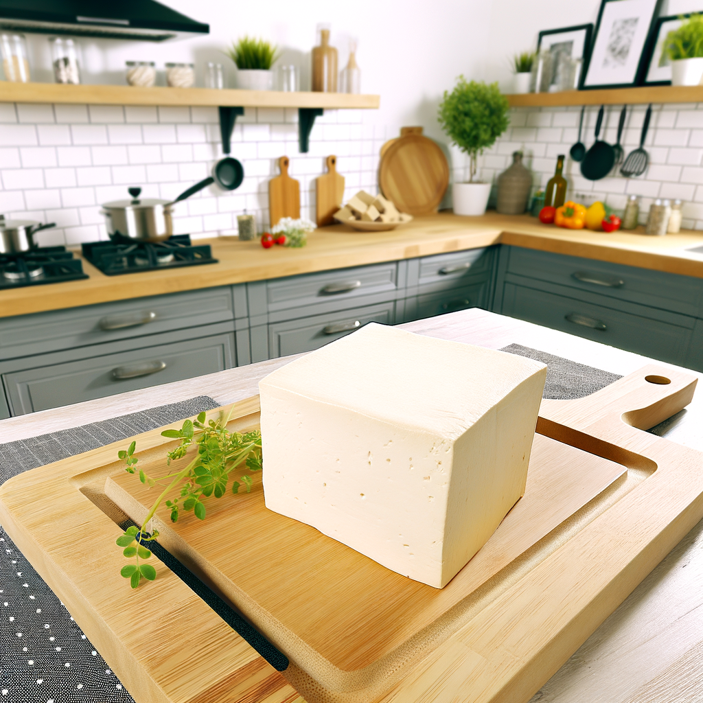 Bloc de tofu avec informations nutritionnelles