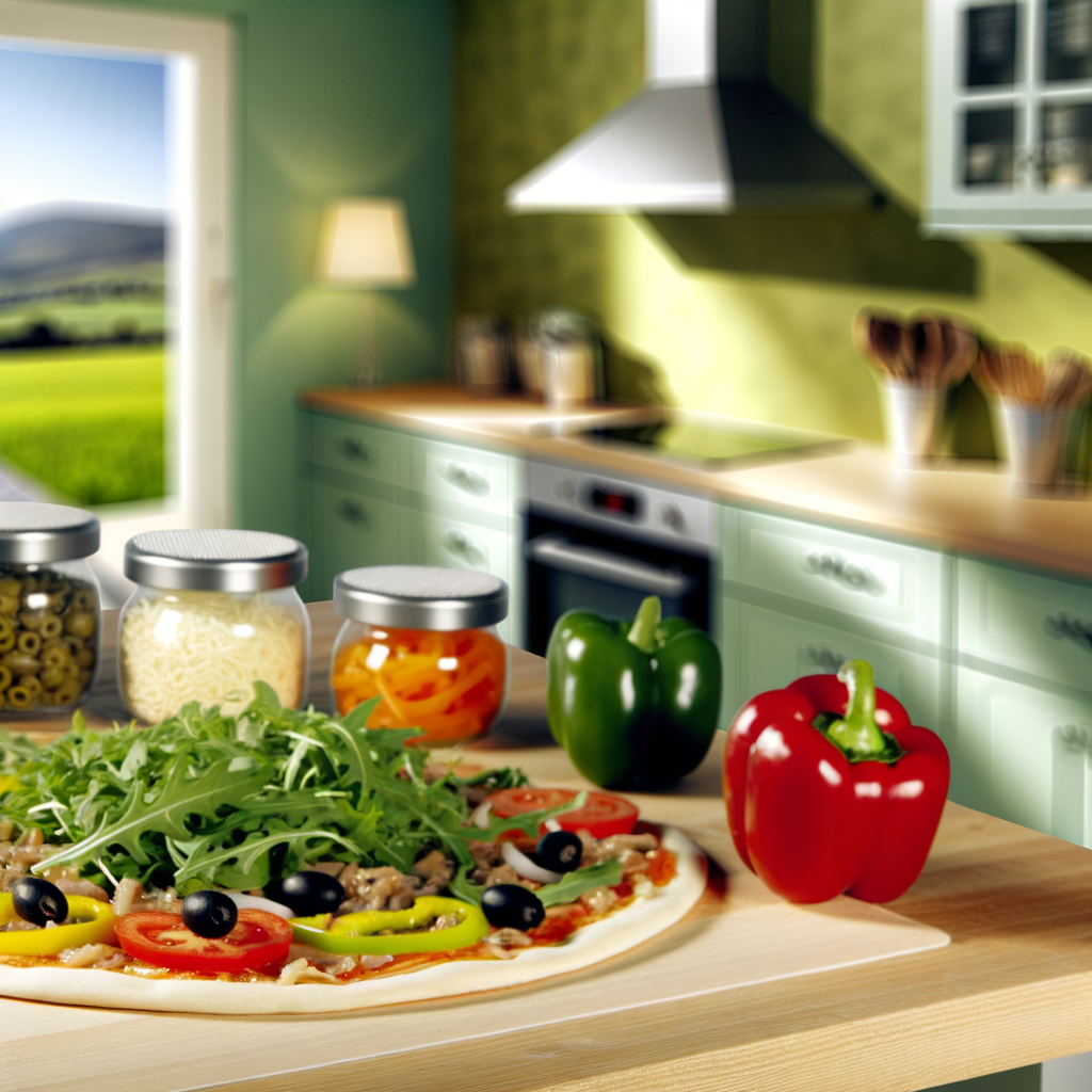 Garnitures de pizza saines sur un comptoir de cuisine