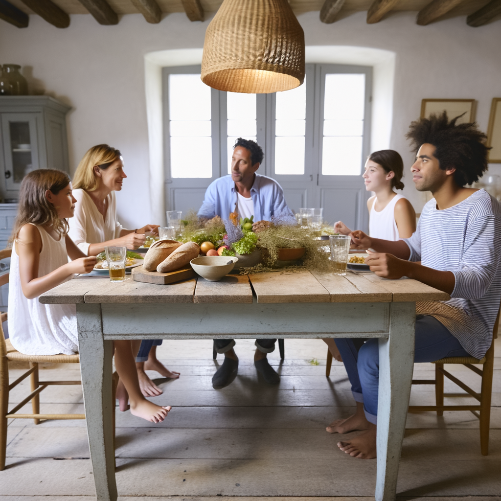 Famille partageant un repas One Pot ensemble