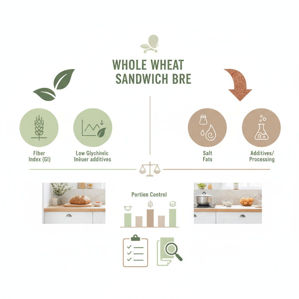Infographie des atouts et limites du pain de mie complet