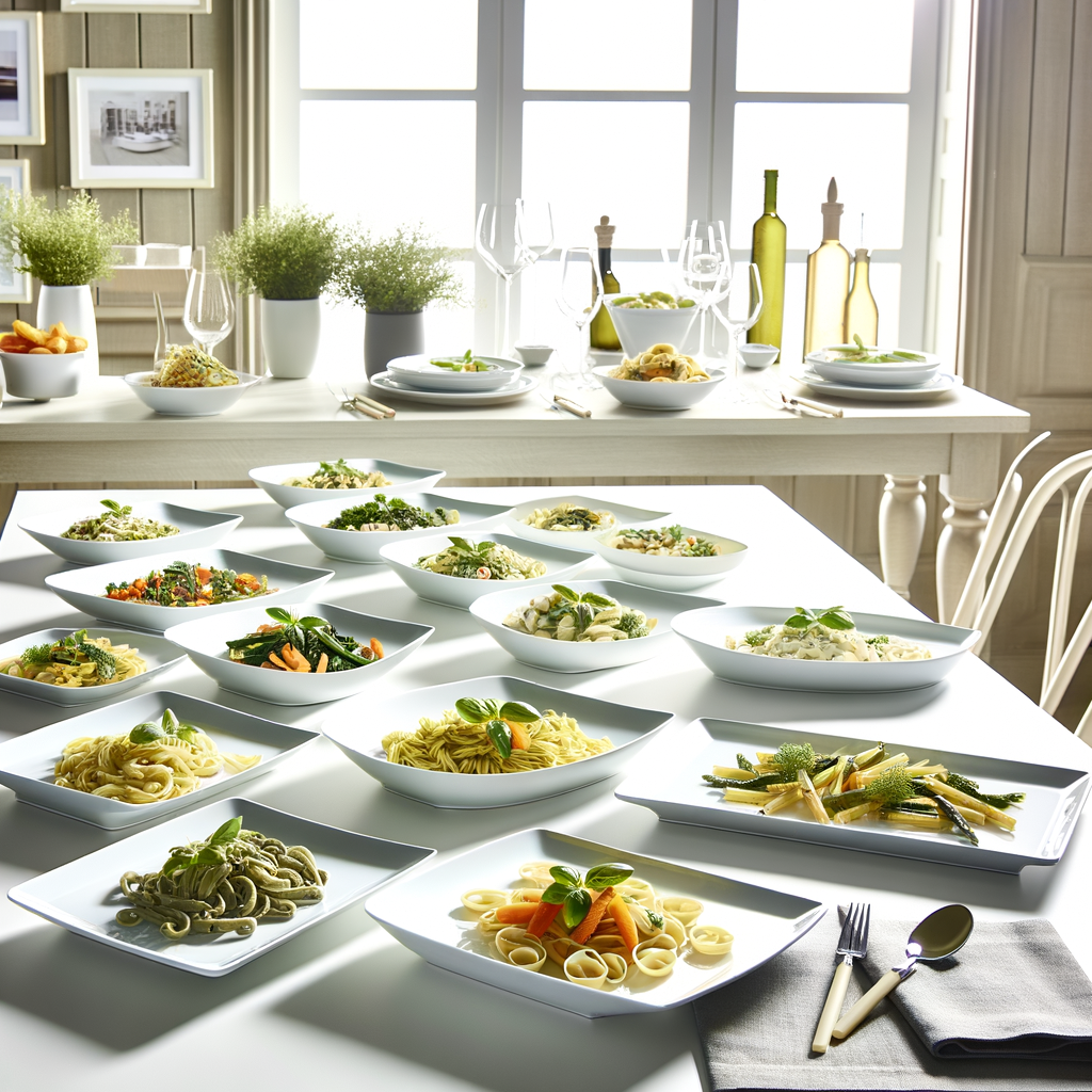Photos de plats de pâtes équilibrés