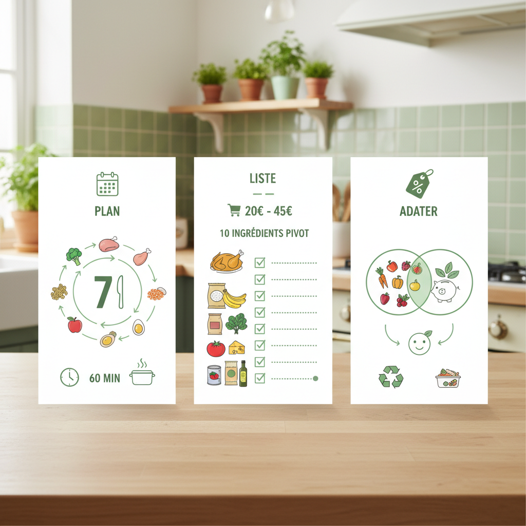 Infographie en 3 étapes: planifier, lister, adapter aux promos