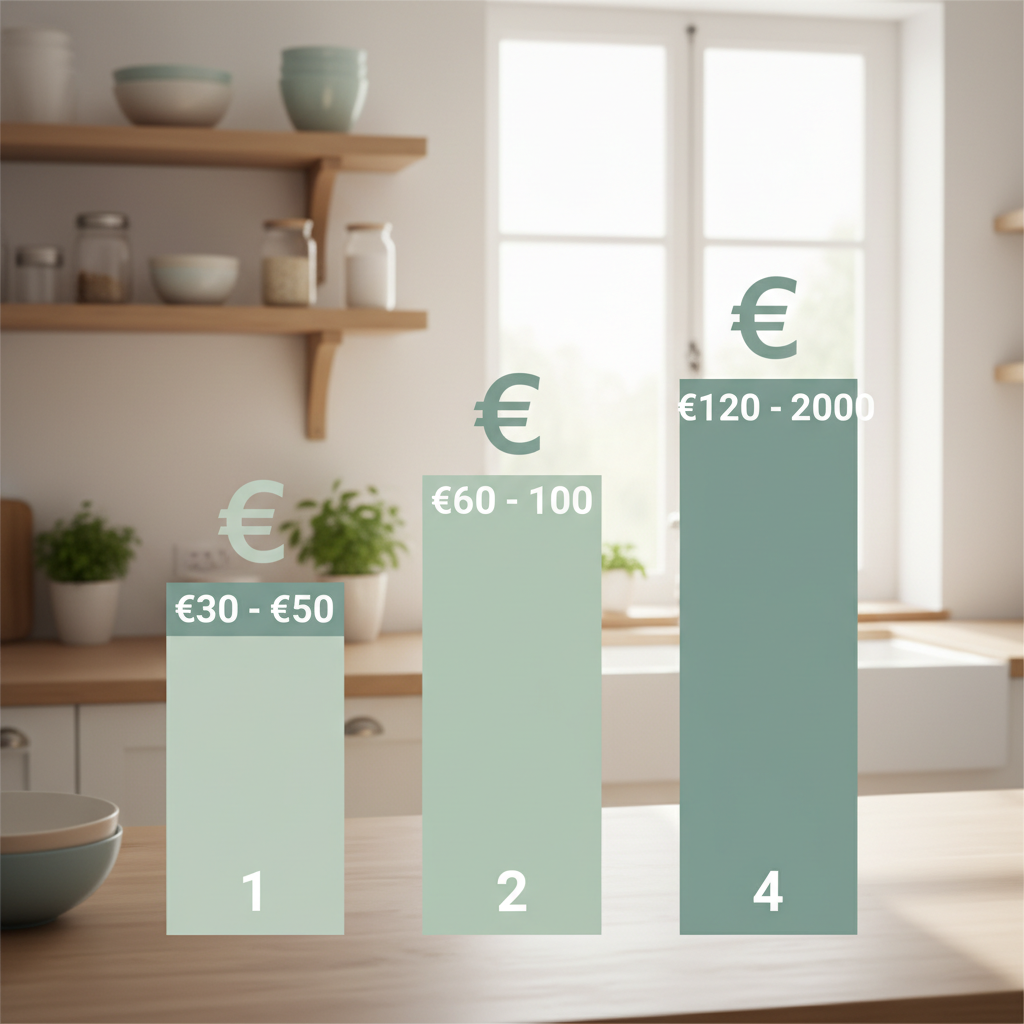 Infographie des fourchettes de budget hebdo pour 1, 2 et 4 personnes