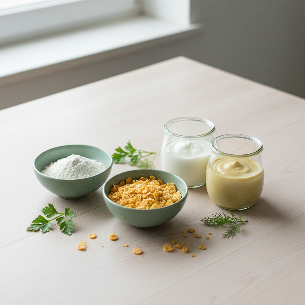 Alternatives sans gluten, sans œuf et sans lactose alignées et étiquetées