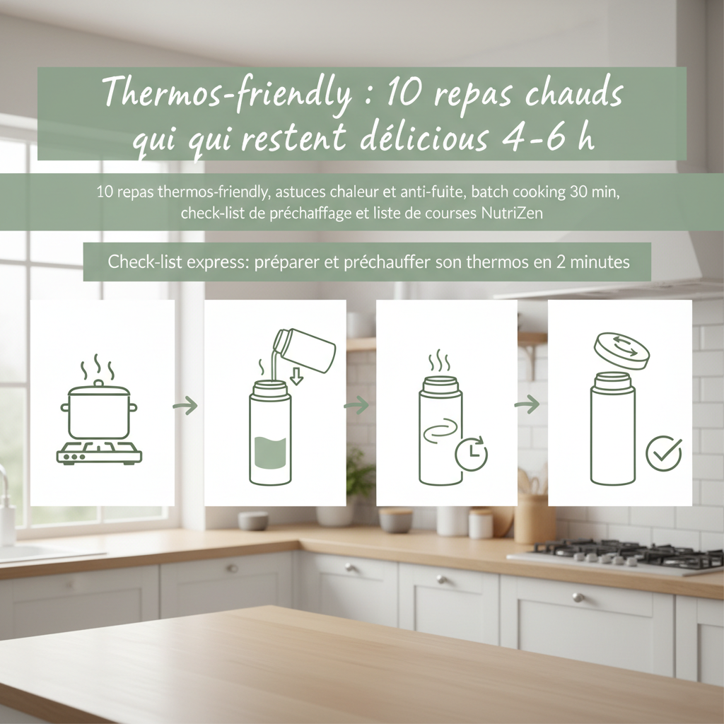 Infographie pas-à-pas de préchauffage et remplissage du thermos