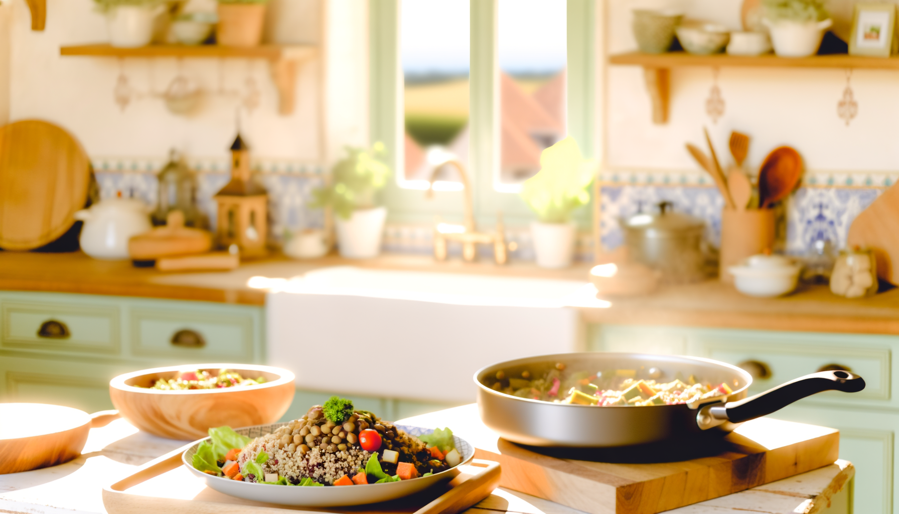 Illustration de repas vegan riches en protéines