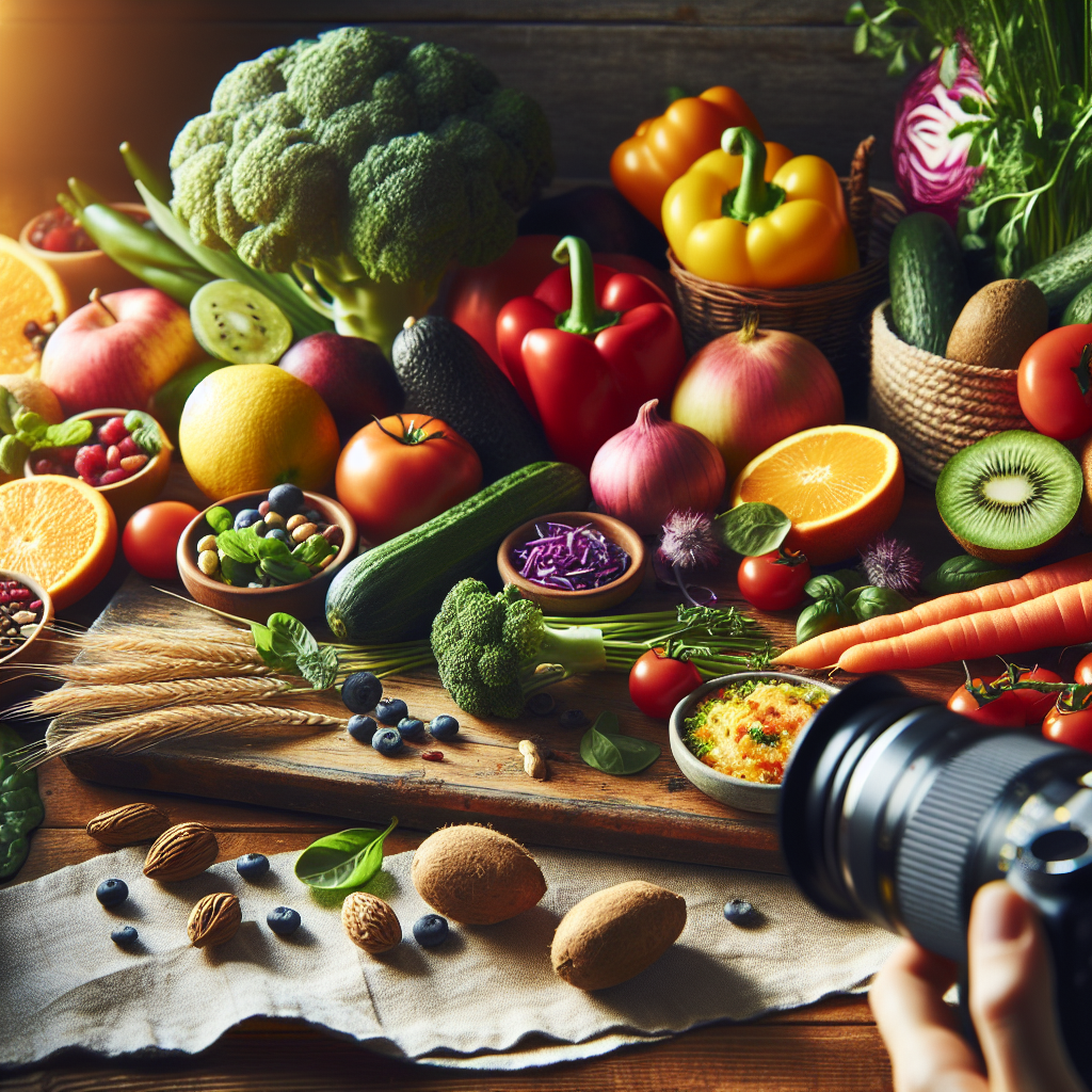 Ingrédients frais et de saison sur un comptoir de cuisine
