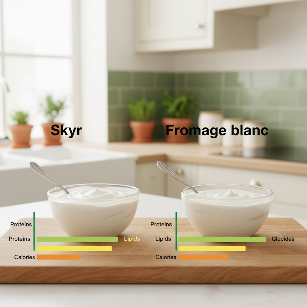 Tableau comparatif indicatif par 100 g skyr vs fromage blanc