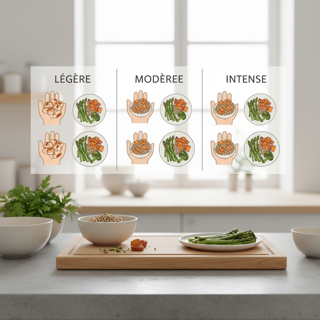 Tableau visuel des portions par intensité d’entraînement