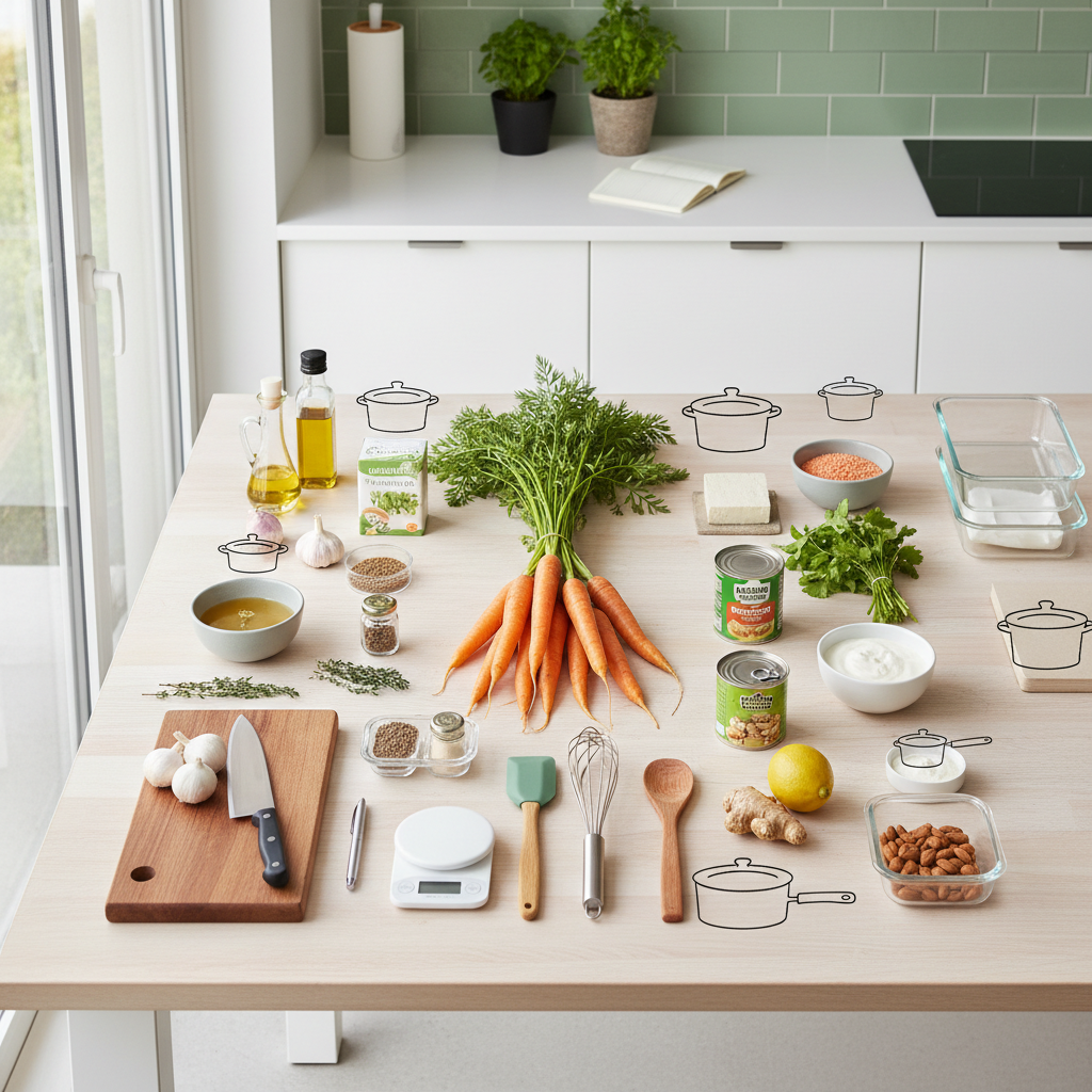 Courses économiques et matériel de base pour cuisiner les carottes