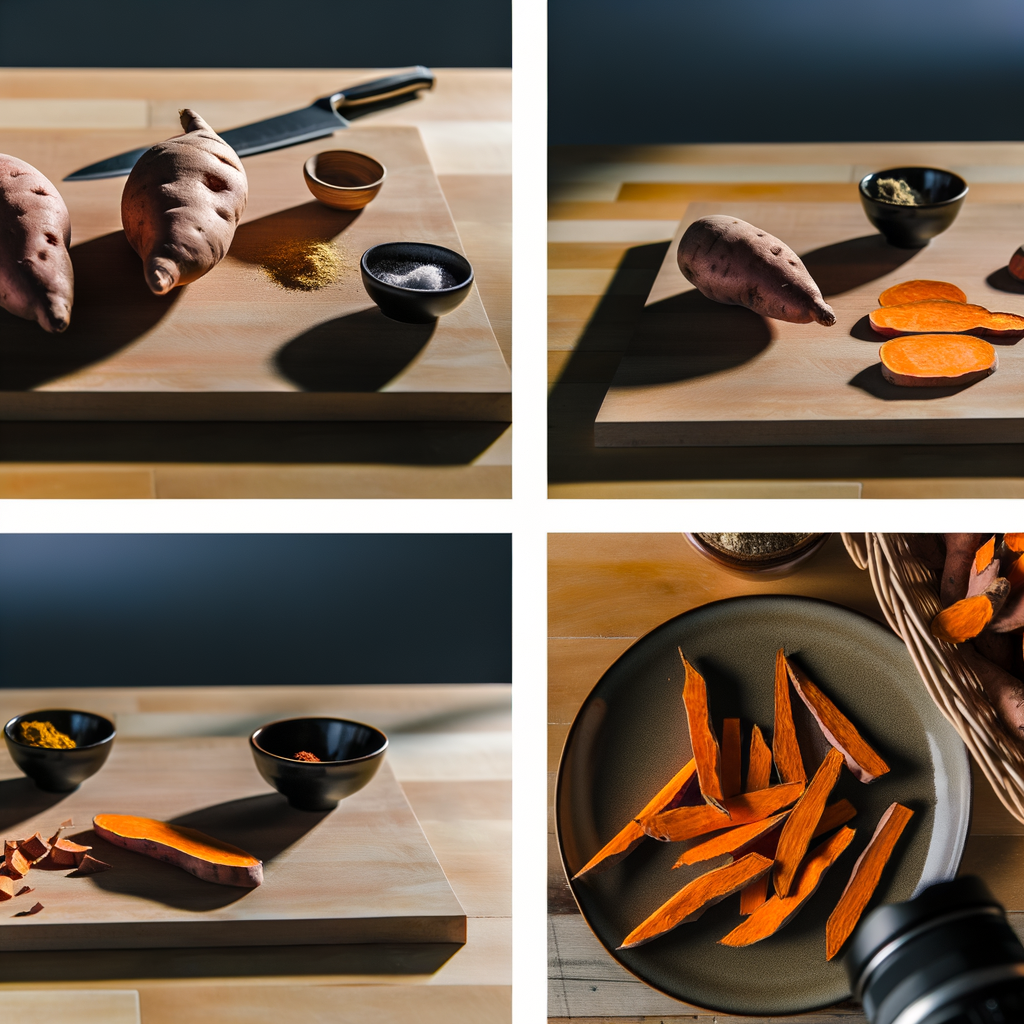 Photos étape par étape de la préparation des frites de patates douces
