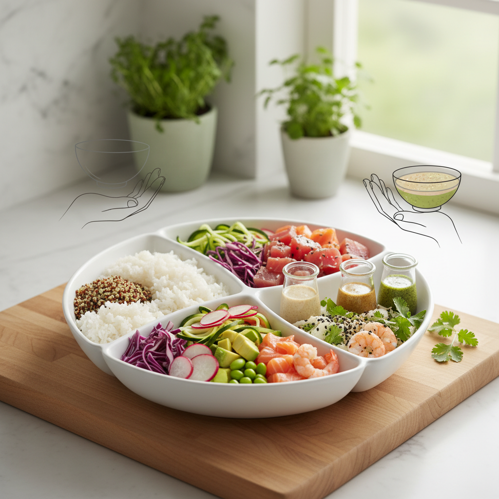 Composez votre poke bowl parfait sans balance, pas à pas