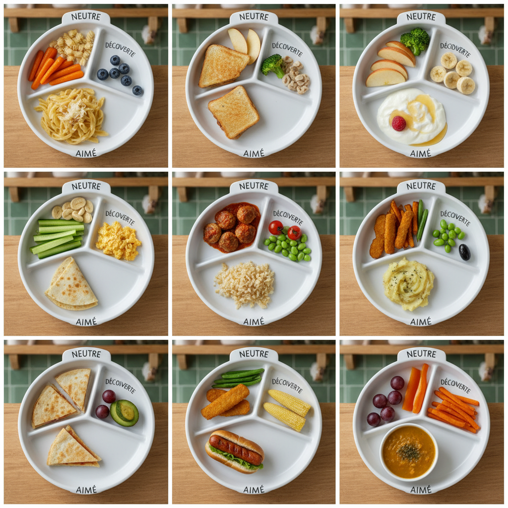 Collage des 10 repas avec aliments séparés par catégories