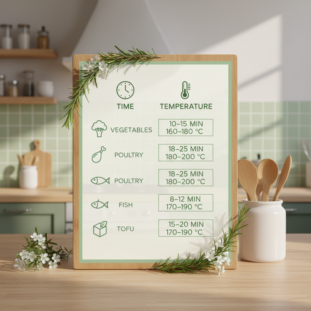 Infographie temps et températures selon l’aliment