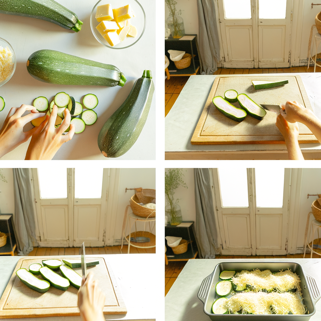 Étapes de préparation du gratin de courgettes