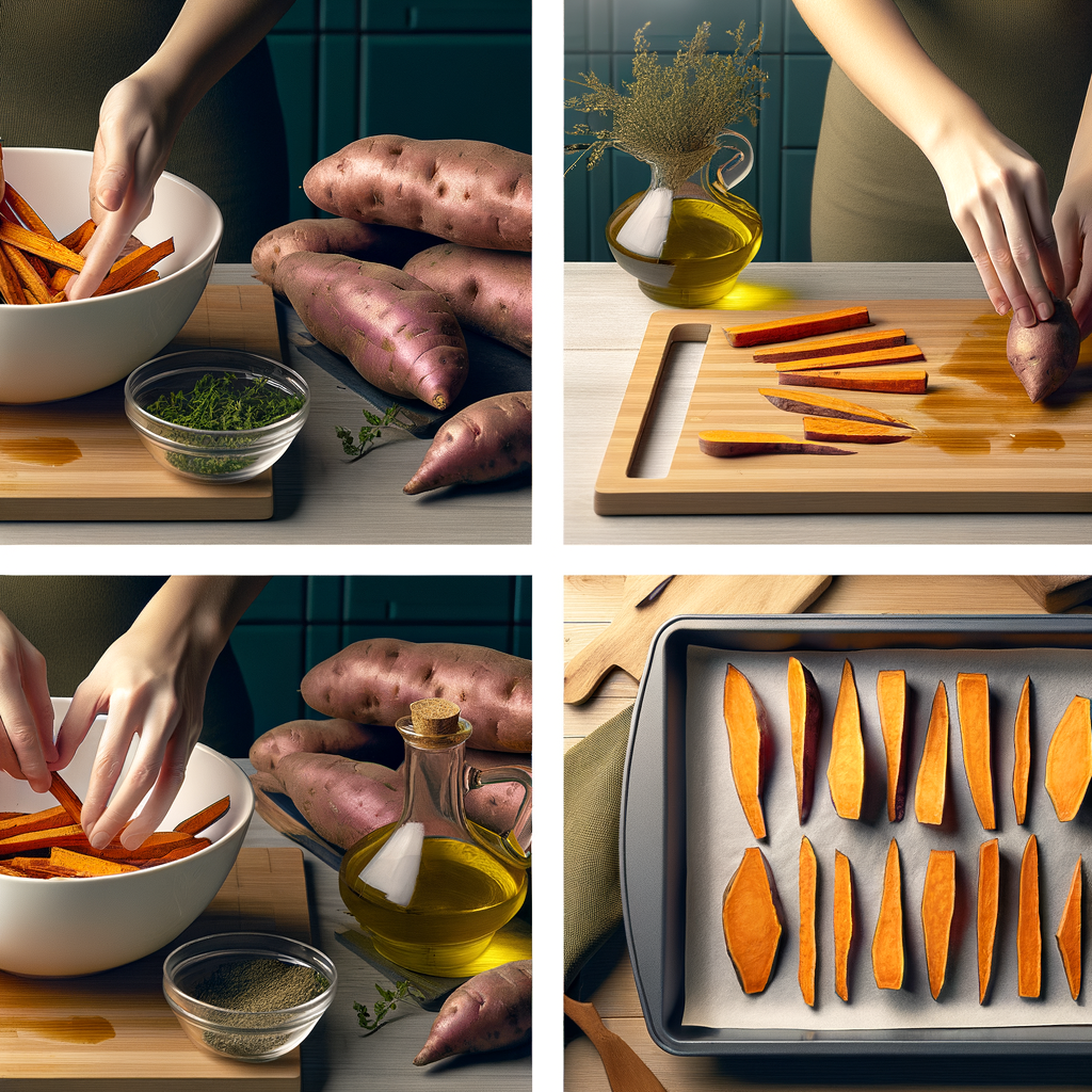 Préparation étape par étape des frites de patates douces
