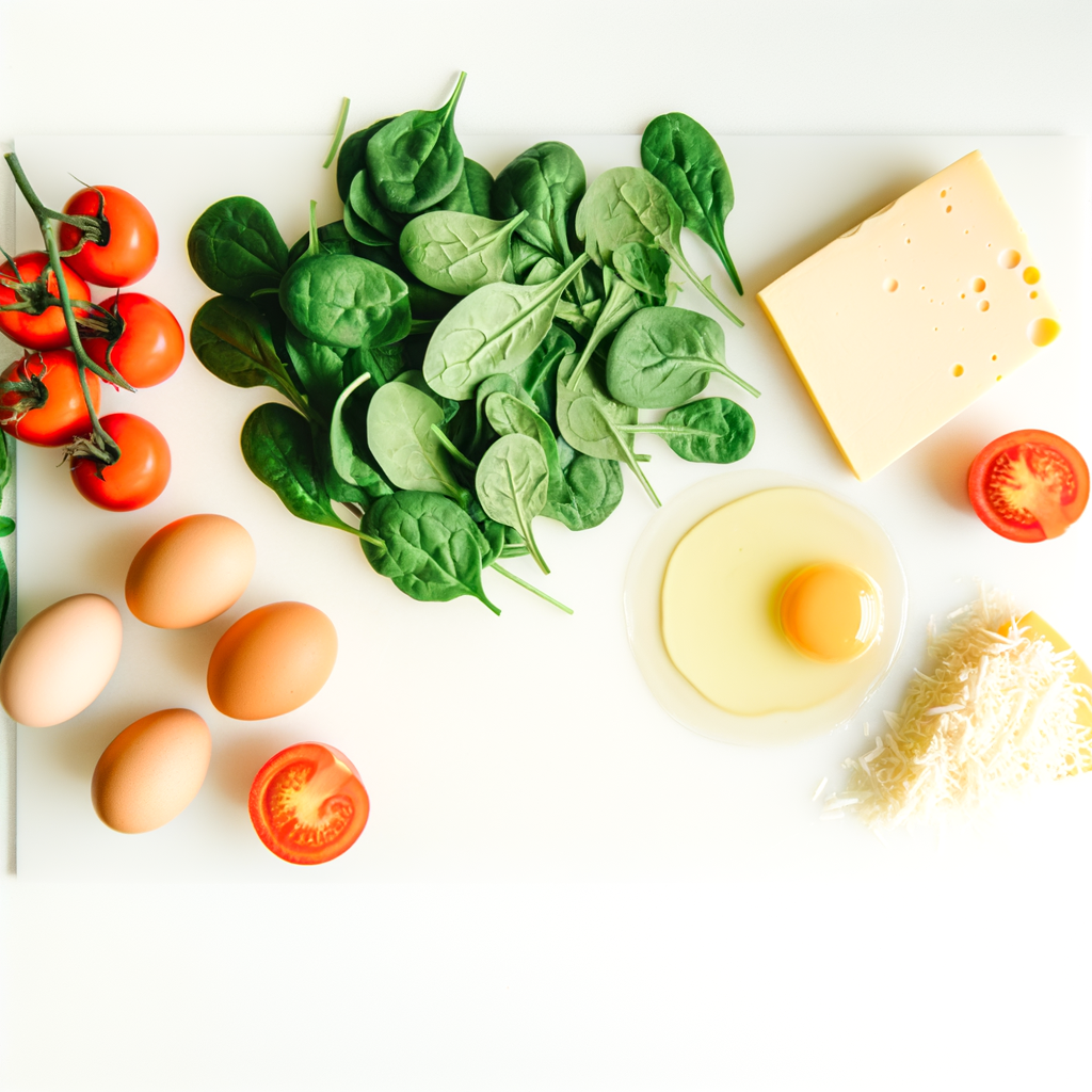 Ingrédients équilibrés pour une omelette