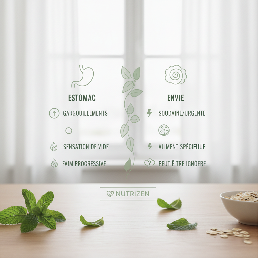 Infographie signaux de faim vs envie en soirée