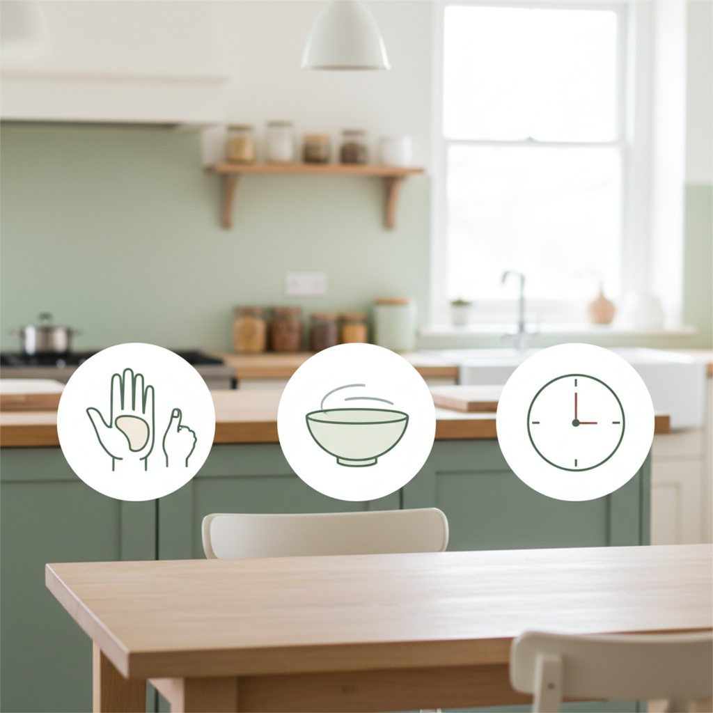 Repères de portions et timing pour le soir
