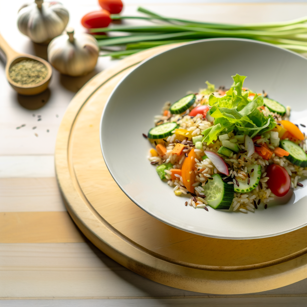 Ingrédients équilibrés pour les salades de riz