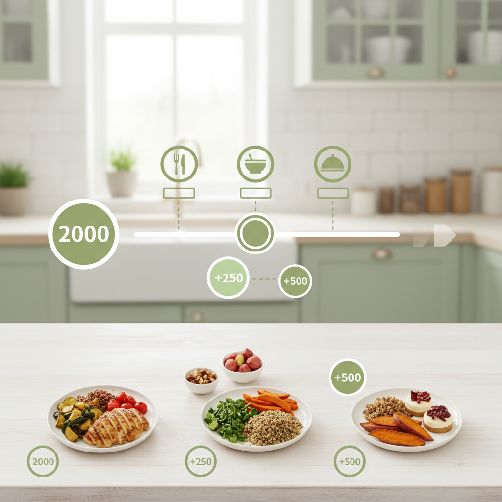 Infographie glissière: base 2000 kcal et modules par repas